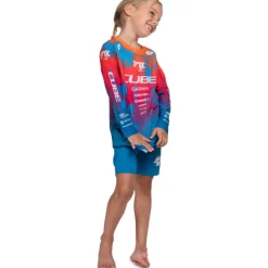 CUBE MTB ROOKIE X Actionteam Fietsshirt met Lange Mouwen Kinderen - blue´n´pink´n´orange
