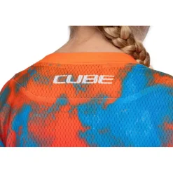 CUBE MTB ROOKIE X Actionteam Fietsshirt met Lange Mouwen Kinderen - blue´n´pink´n´orange
