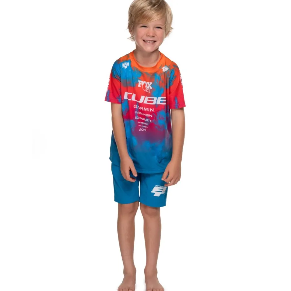 Shirts Kinderen < CUBE TB ROOKIE X Actiontea Fietsshirt et Korte ouwen Kinderen - blue´n´pink´n´orange