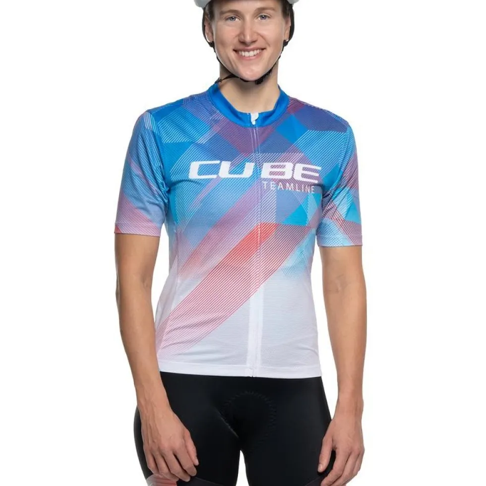 CUBE ROAD/XC CMPT Teamline Fietsshirt met Korte Mouwen Dames - wit