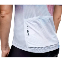 CUBE ROAD/XC CMPT Teamline Fietsshirt met Korte Mouwen Dames - wit