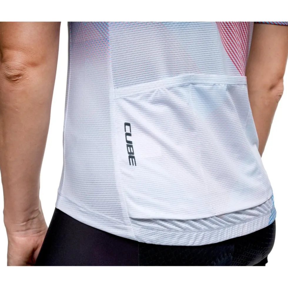 CUBE ROAD/XC CMPT Teamline Fietsshirt met Korte Mouwen Dames - wit