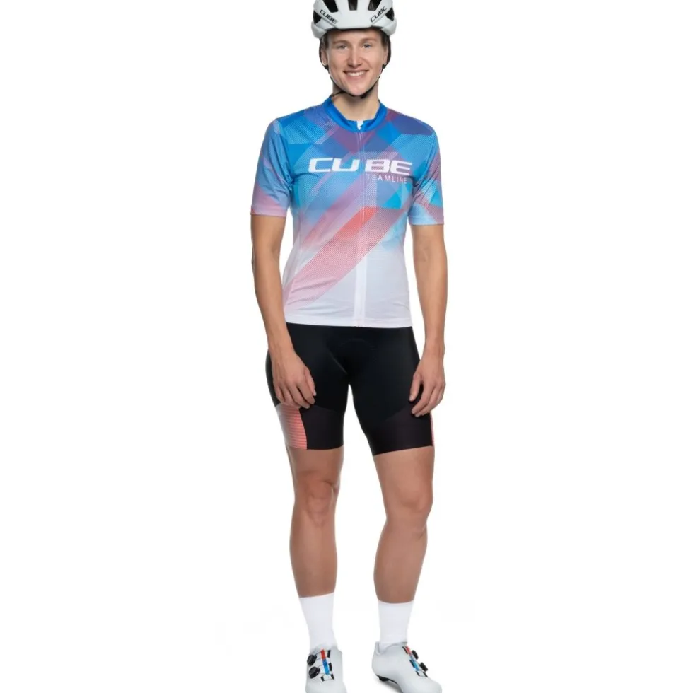 CUBE ROAD/XC CMPT Teamline Fietsshirt met Korte Mouwen Dames - wit