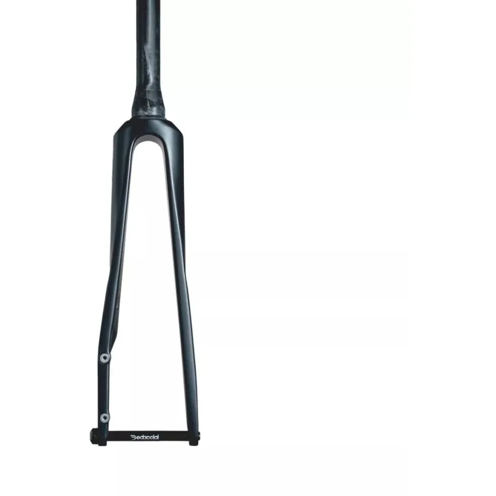 Deda EDG Road Voorvork - 28" | Carbon | DCR | Tapered 1 1/8" - 1 1/2" D-Shape | Flatmount | 45mm Offset - 12x100mm - polish on black (POB)
