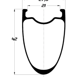 DUKE Baccara 42C SLS2 Disc Clincher Rim - 2mm Offset - 21-622 - 24 Holes
