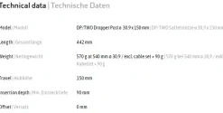 Dropper Posts < DXC DP/TWO Vario-Zadelpen - Ø 30.9 mm - Slag 150 mm