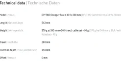DXC DP/TWO Vario-Zadelpen - Ø 30.9 mm - Slag 200 mm