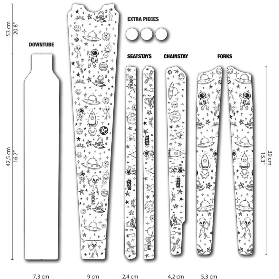 Stickers < Dyedbro Gravel Frame Protection Kit SPACE TRIP - black matte