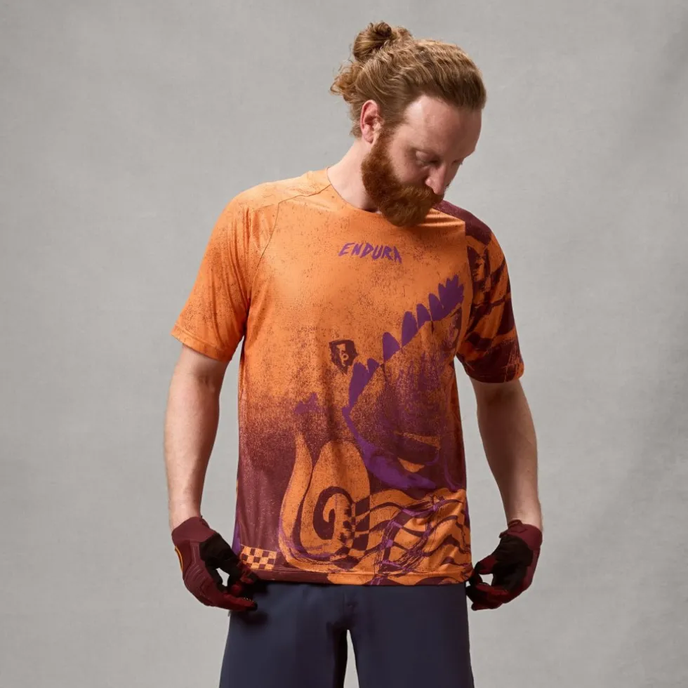 Endura Singletrack Print Shirt met korte mouwen Heren - end orange