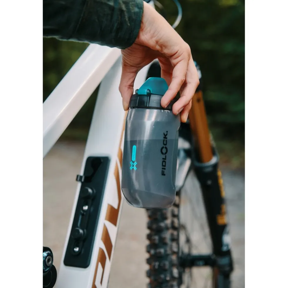 Fidlock Twist Single Fietsfles Antibacterieel + Bottle Connector - 450ml | transparent black