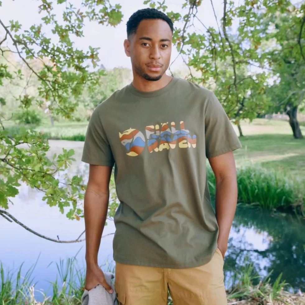 Fjällräven Multicolor Logo T-Shirt Heren - laurel green