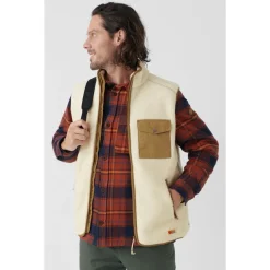Fjällräven Vardag Pile Fleece Vest Heren - chalk white-buckwheat brown