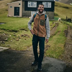 Fjällräven Vardag Pile Fleece Vest Heren - chalk white-buckwheat brown