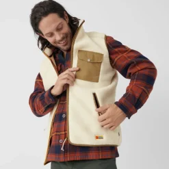 Fjällräven Vardag Pile Fleece Vest Heren - chalk white-buckwheat brown