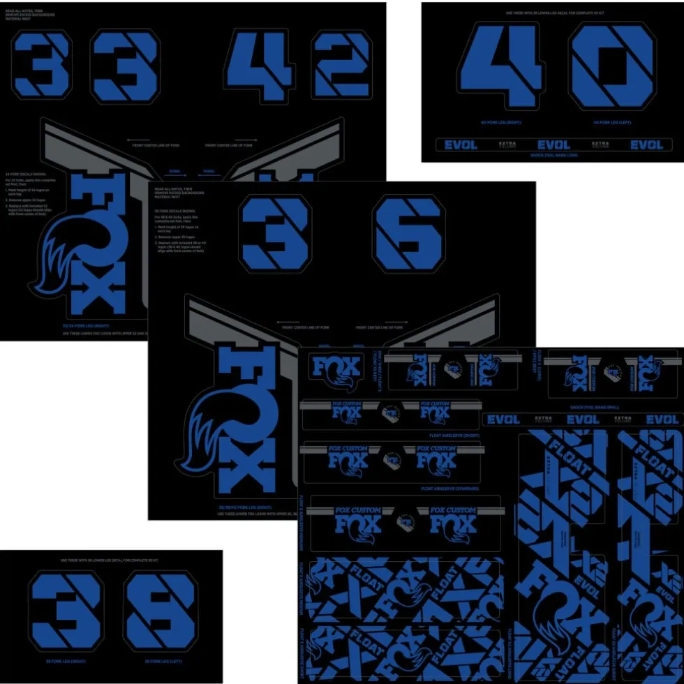 FOX CUSTOM Decal Kit for Fork & Rear Shock - blue
