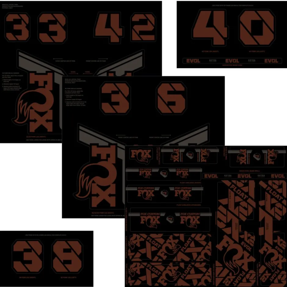 Stickers < FOX Factory FOX CUSTOM Decal Kit for Fork & Rear Shock - Root Beer