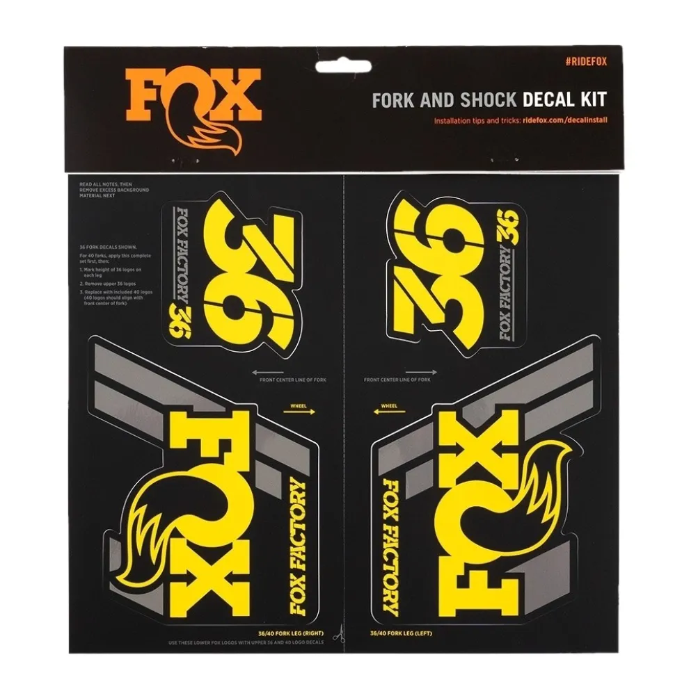FOX Decal Kit 2019 AM Heritage for Suspension Fork and Rear Shock - yellow
