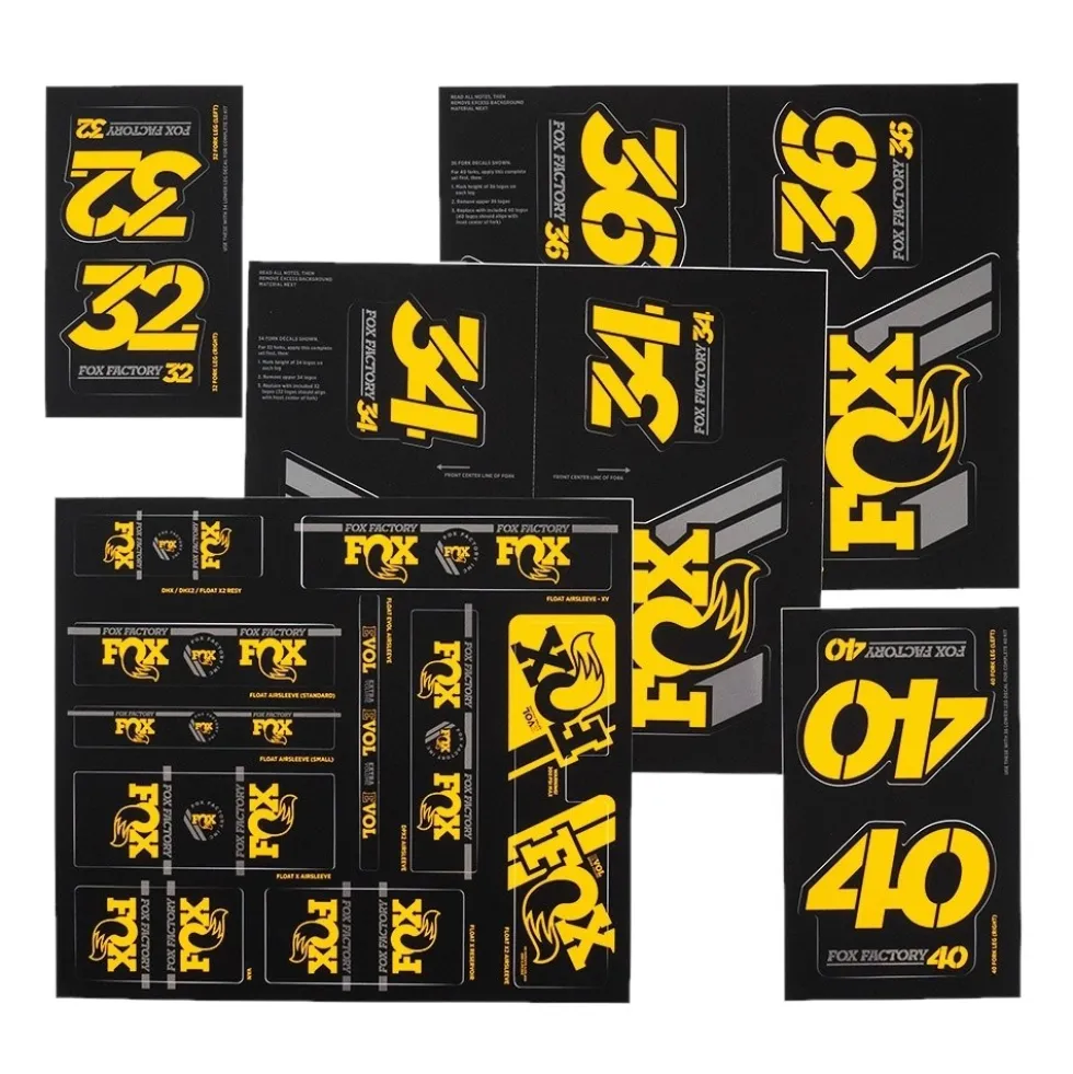 FOX Decal Kit 2019 AM Heritage for Suspension Fork and Rear Shock - yellow