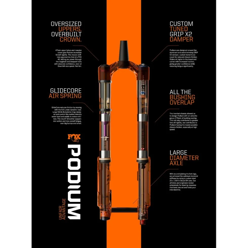 FOX PODIUM Voorvork - Factory | INV | GRIP X2 - 29" | 160mm | 20x110mm | 58HT