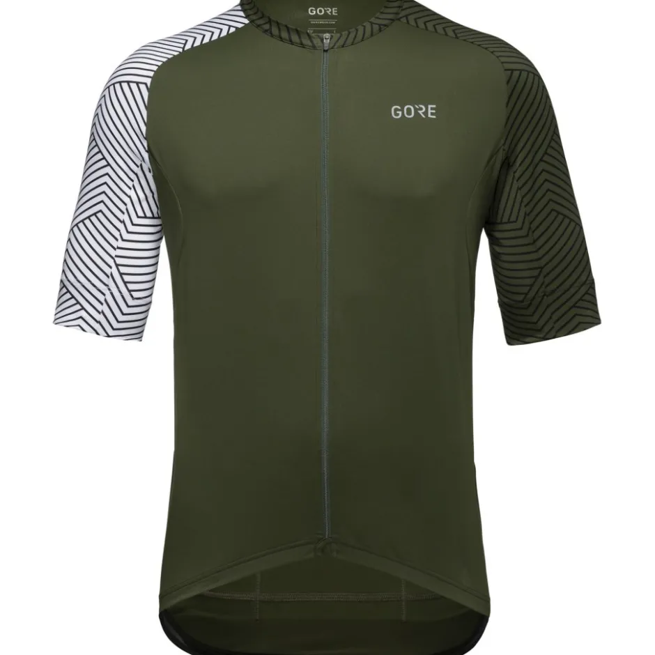 Wielershirts < GOREWEAR C5 Shirt et Korte ouwen Heren - utiity green/white BH01