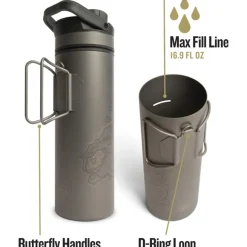 Grayl UltraPress Purifier Titanium Fles met Waterfilter - 500ml - Covert Black