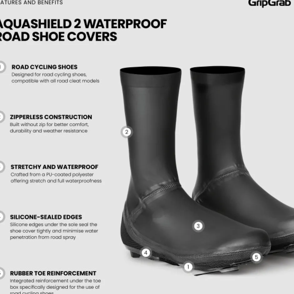 Overschoenen < GripGrab AquaShied 2 Waterdichte Racefiets Overschoenen - Zwart