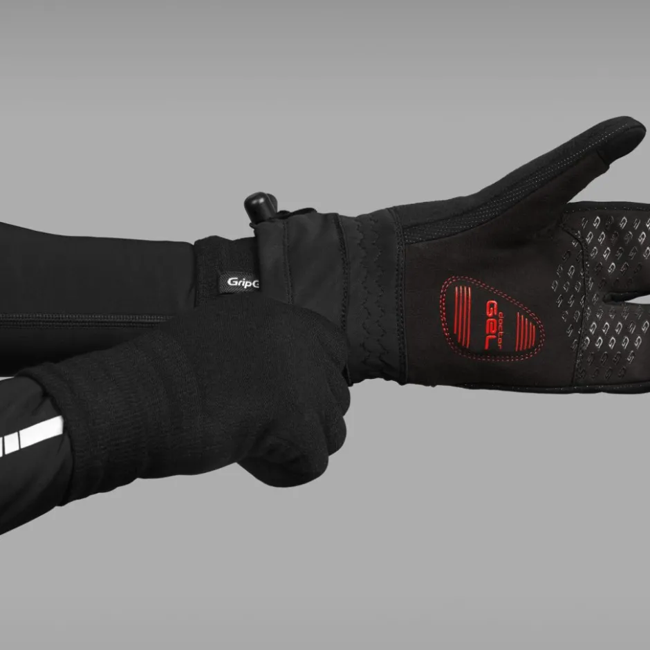 Wielerhandschoenen < GripGrab Merino Wool Liner Handschoenen - Zwart