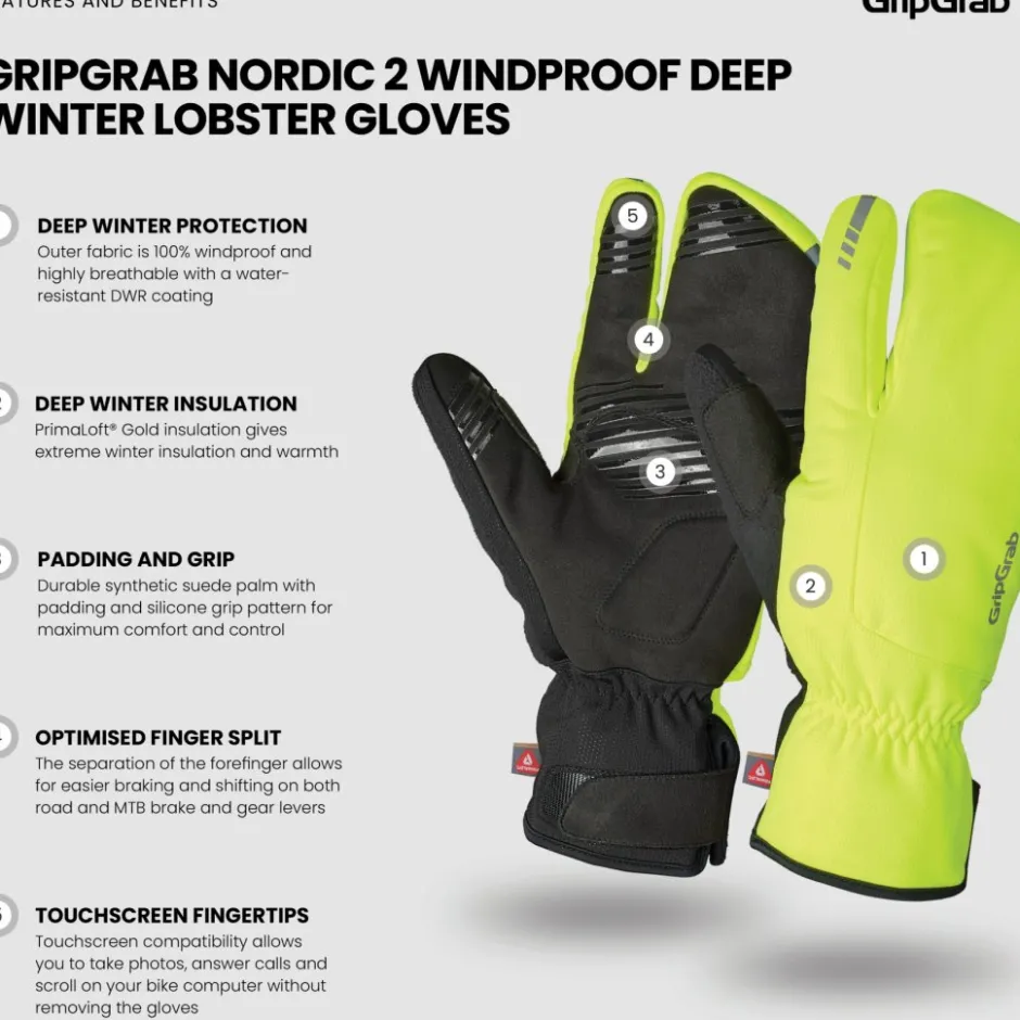 Winterhandschoenen < GripGrab Nordic 2 Deep Winter obter Windproof Handchoenen - Yeow hi-vi