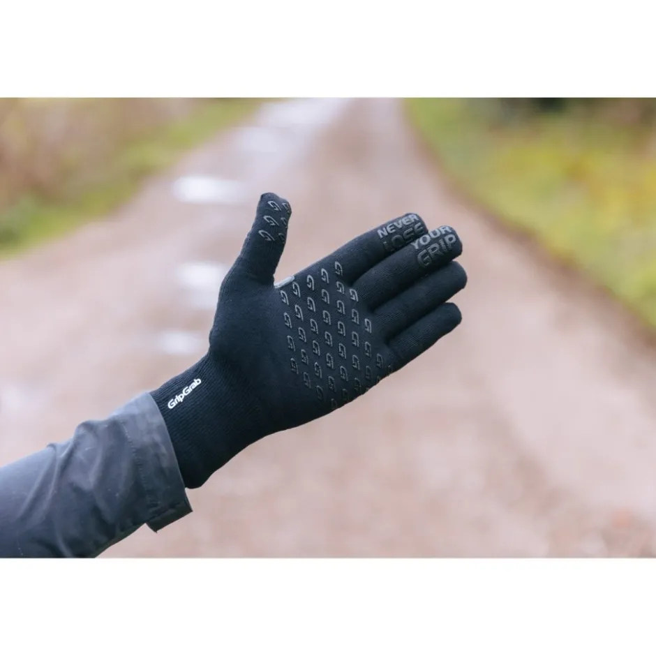 Wielerhandschoenen|Winterhandschoenen < GripGrab Waterproof Knitted Handschoenen - Zwart