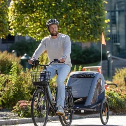 Hamax Avenida Fietskar voor 2 Kinder - Incl. dissel en buggywiel - olijfgroen