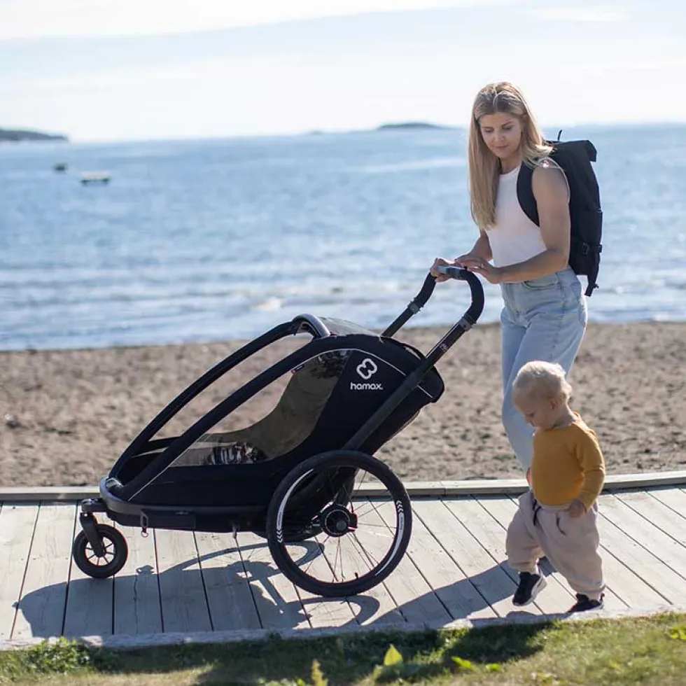 Hamax Breeze Fietskar voor 2 Kinder - Incl. dissel en buggywiel - zwart