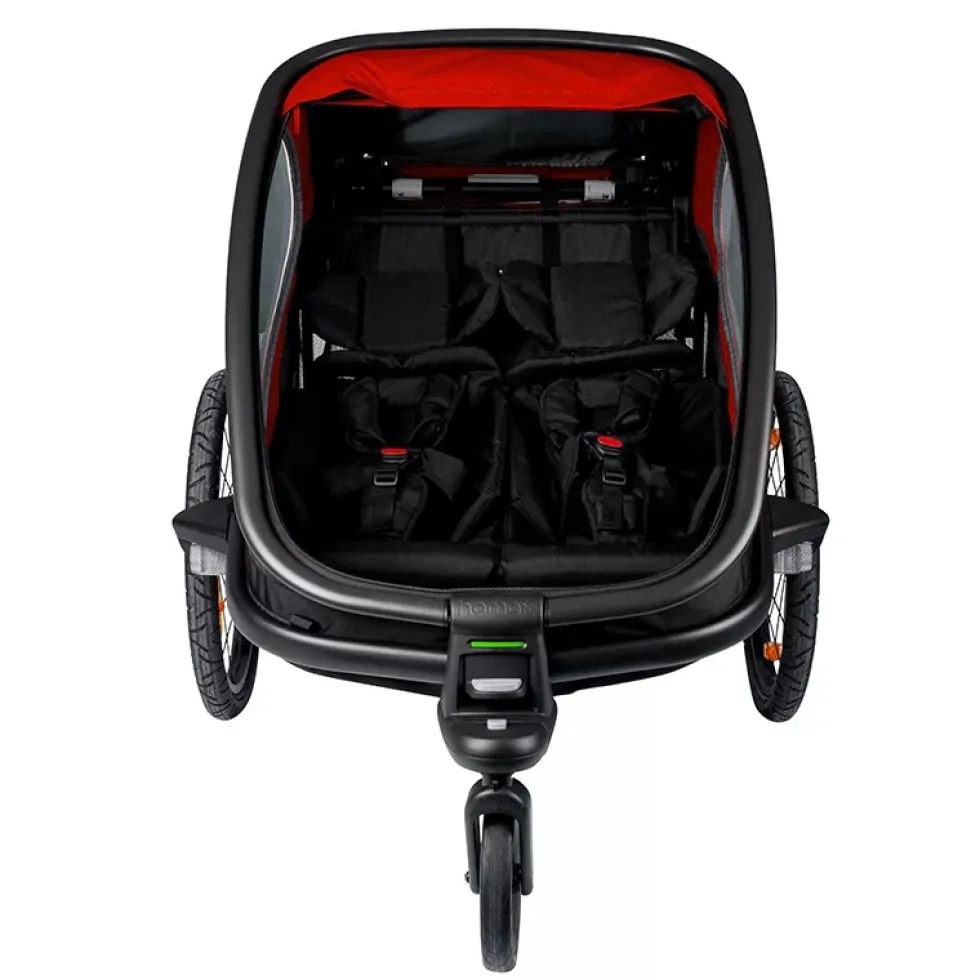 Hamax Outback Bike Trailer for 2 Kids - red / black
