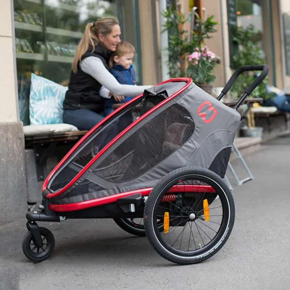 Kinderkarren < Hamax Outback Bike Trailer for 2 Kids - green / black