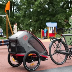 Hamax Outback One Bike Trailer for 1 Kid - Incl. Drawbar and Buggy Wheel - green / black