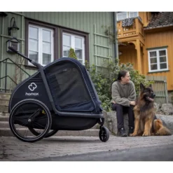 Hamax Pluto Large Fietskar voor Honden - Incl. dissel en buggywiel - marineblauw/zwart