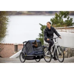 Hamax Pluto Large Fietskar voor Honden - Incl. dissel en buggywiel - marineblauw/zwart