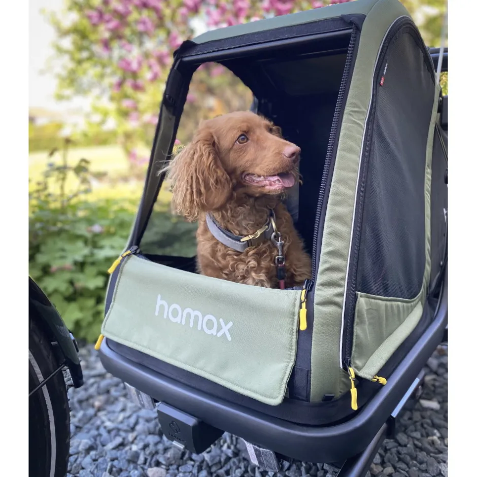 Hondenkarren < Hamax Pluto Medium Fietskar voor Honden - Incl. dissel en buggywiel - groen/zwart