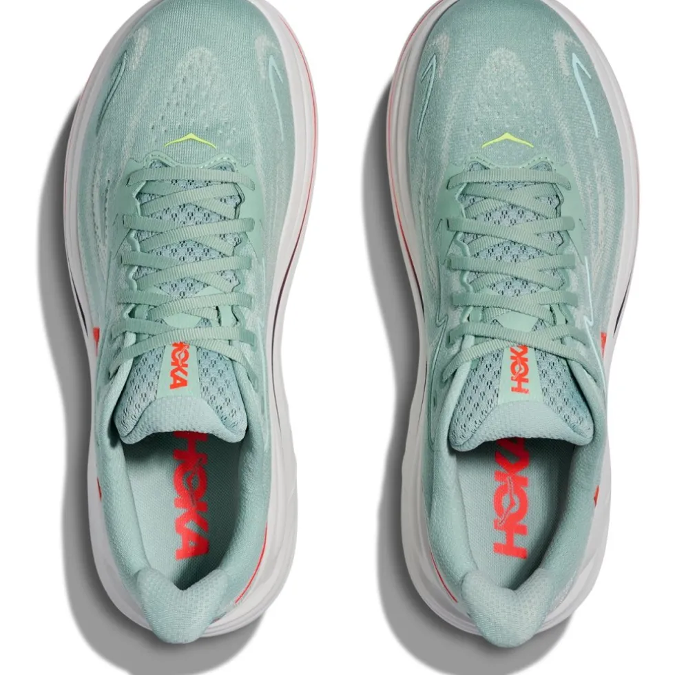 Hoka Clifton 10 Hardloopschoenen Heren - sage / neon flame