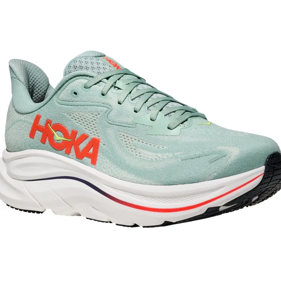 Hoka Clifton 10 Hardloopschoenen Heren - sage / neon flame