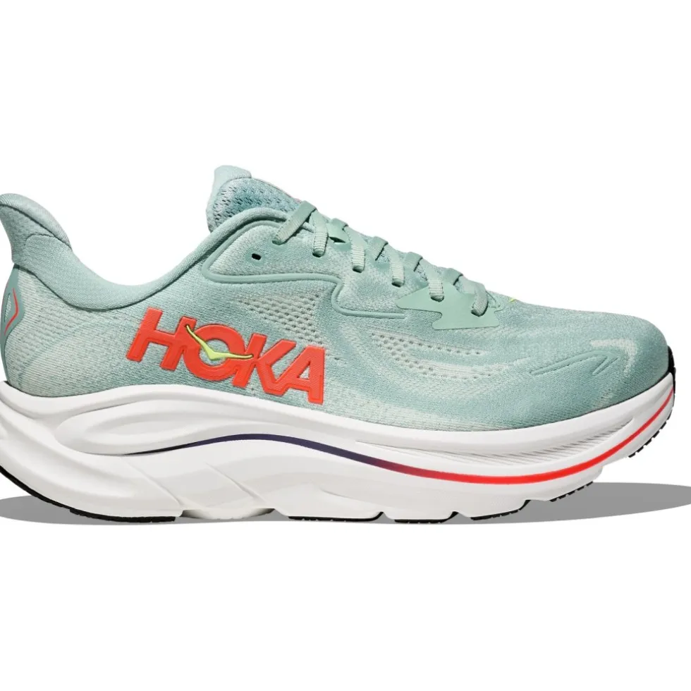 Hoka Clifton 10 Hardloopschoenen Heren - sage / neon flame