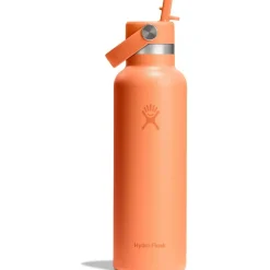 Outdoor Flessen & Thermosflessen < Hydro Flask 21oz Standard Mouth Isoleerfles + Flex Straw Decksel - 621ml - Nectar Orange