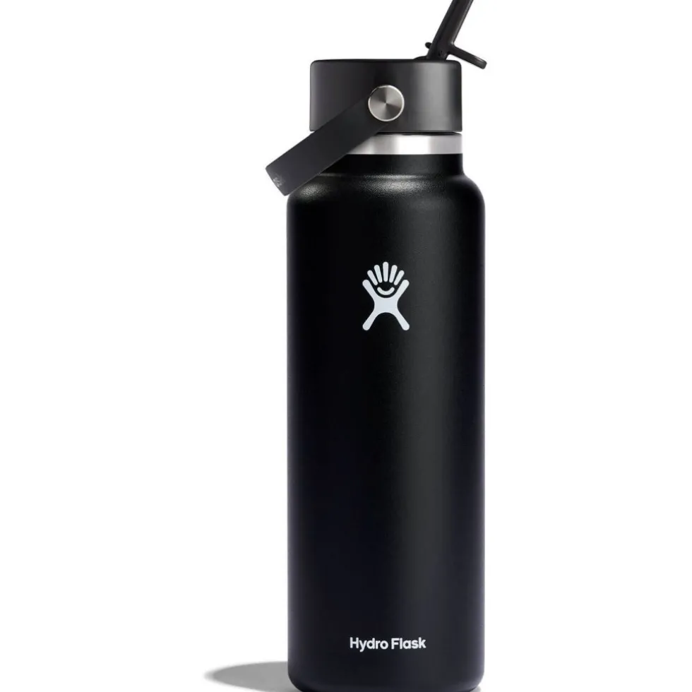 Hydro Flask 32oz Wide Mouth Isoleerfles + Flex Straw Dop - 946ml - Zwart