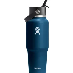 Outdoor Flessen & Thermosflessen < Hydro Flask 32oz Wide Mouth Travel Isoleerfles + Flex Straw Deksel - 946ml - Indigo