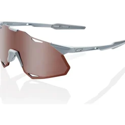 100% Hypercraft XS Bril - Matte Stone Grey - HiPER Crimson Silver Mirror | Clear