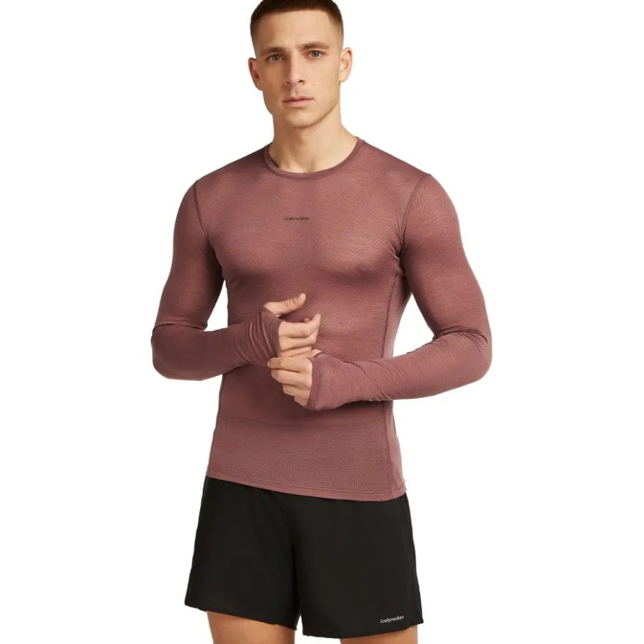 Baselayers < Icebreaker Merino 75 Coo-ite™ Featheright™ Heren overhemd met ange mouwen en ronde has - Carob