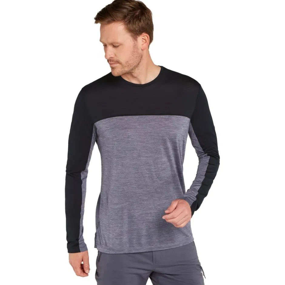 T-Shirts En Tops < Icebreaker Merino 125 Cool-Lite™ phere Colour Block T-hirt met lange mouwen voor heren - Graphite Hthr/Zwart