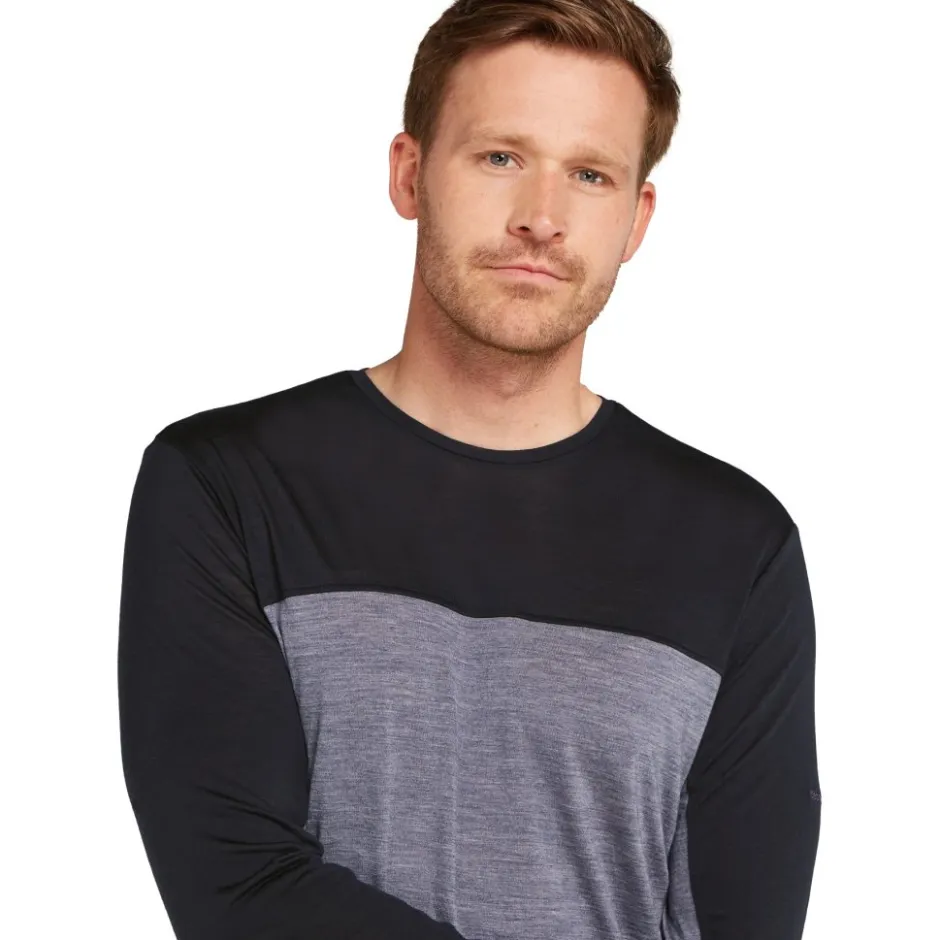T-Shirts En Tops < Icebreaker Merino 125 Cool-Lite™ phere Colour Block T-hirt met lange mouwen voor heren - Graphite Hthr/Zwart