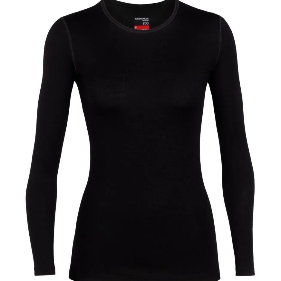 Baselayers < Icebreaker erino 260 Tech Crewe hirt et ange ouwen Dae - Zwart