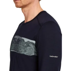 Icebreaker Merino 200 Oasis Crewe Elevation Line Shirt met Lange Mouwen Heren - Midnight Navy