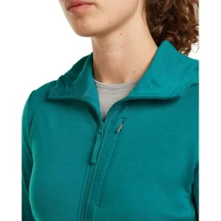 Icebreaker Merino 260 Quantum Hoodie met lange mouwen en ritssluiting voor dames - Tidal Teal